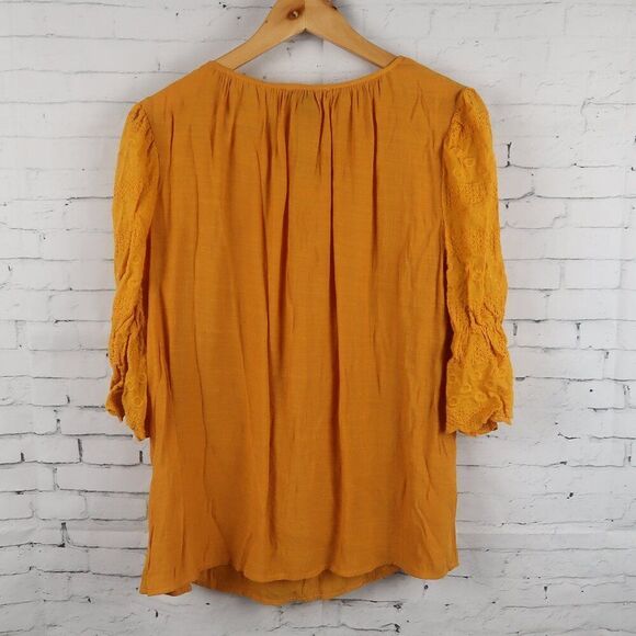 BYDESIGN ORANGE 1/2 SLEEVE ROUND NECK WITH TIE DETAIL TOP SIZE SMALL - Picture 5 of 5